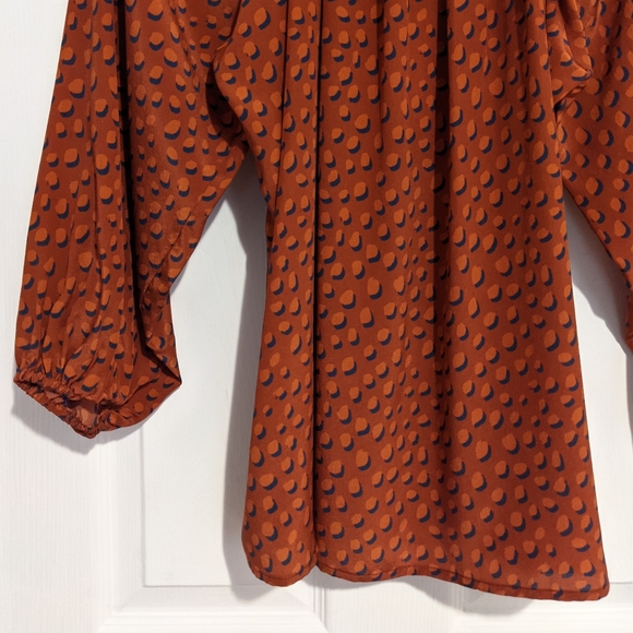 Tucker The Classic Blouse Rustic Dot in Crepe de Chine Silk Top Smocked Collar - Picture 10 of 10